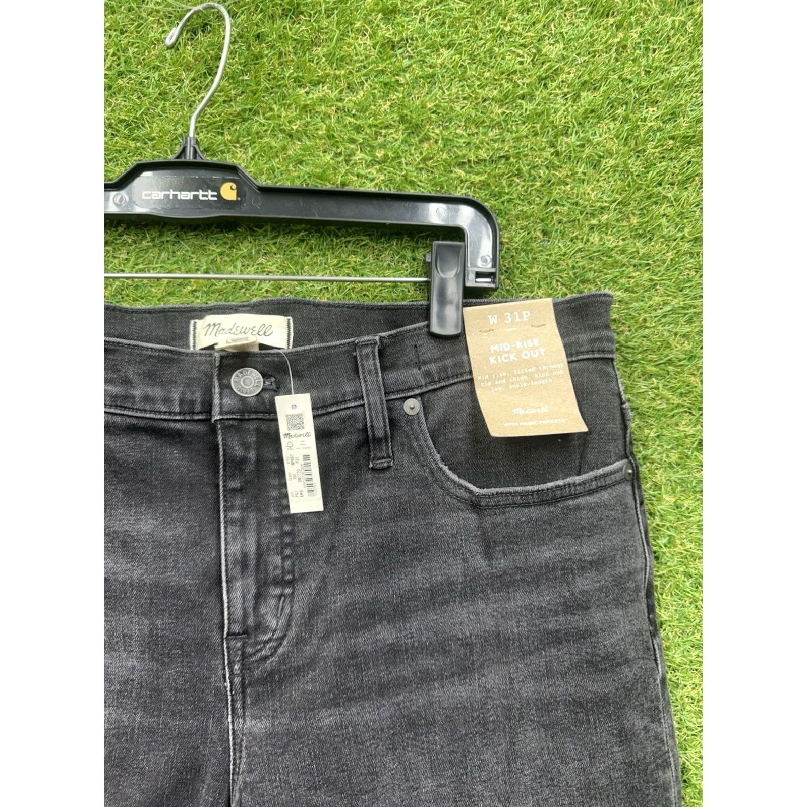 Madewell Madewell Jeans Womens 31 P Petite Mid Rise Wide-Leg Kick Out Crop Black NWT Jeans Size 24" / US 00 / IT 34 - 4 Thumbnail