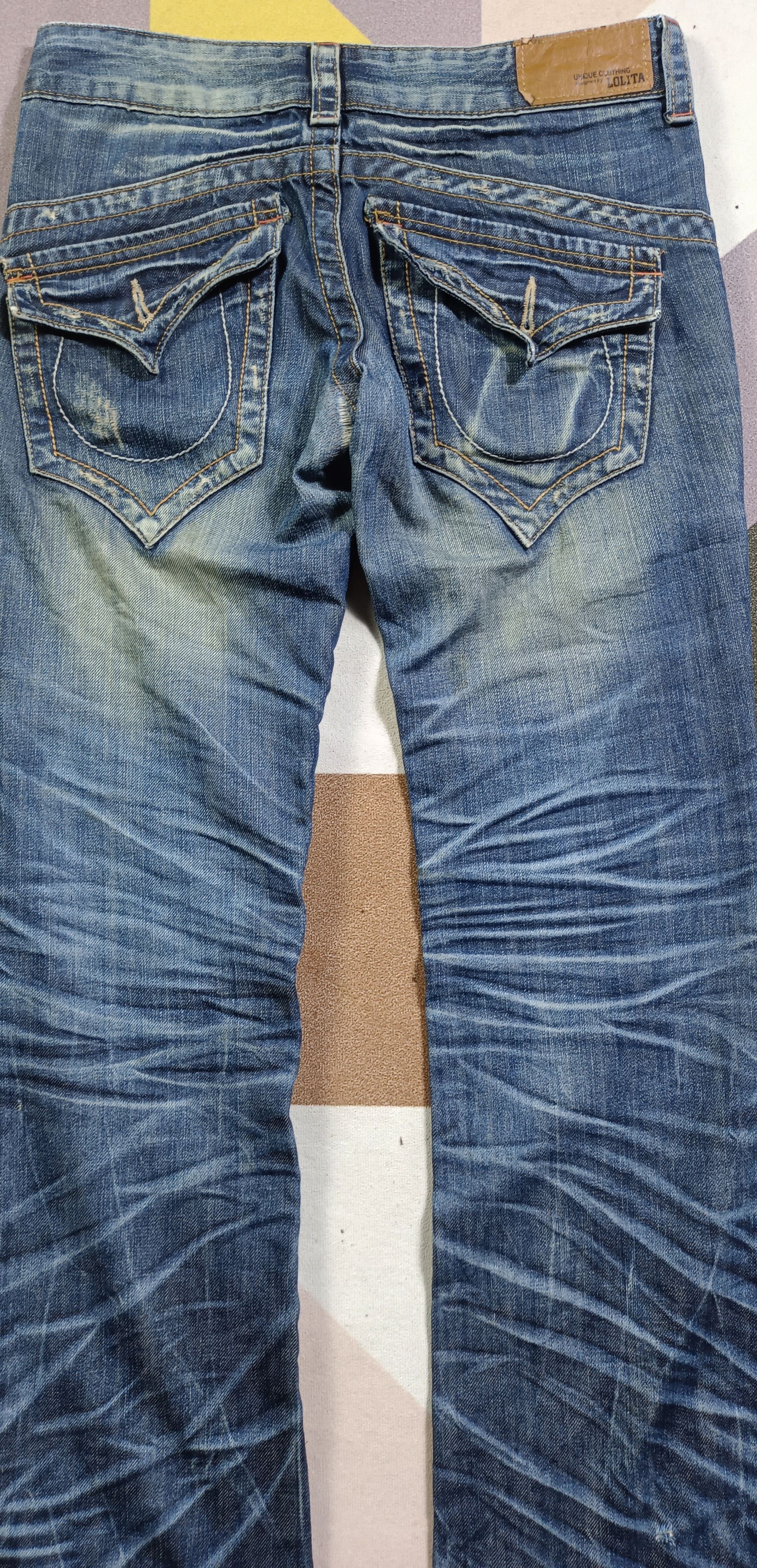 If Six Was Nine 🔥🔥LOLITA Exotic Vtg Denim Super Flare Distressed Jeans Size US 31 - 10 Thumbnail