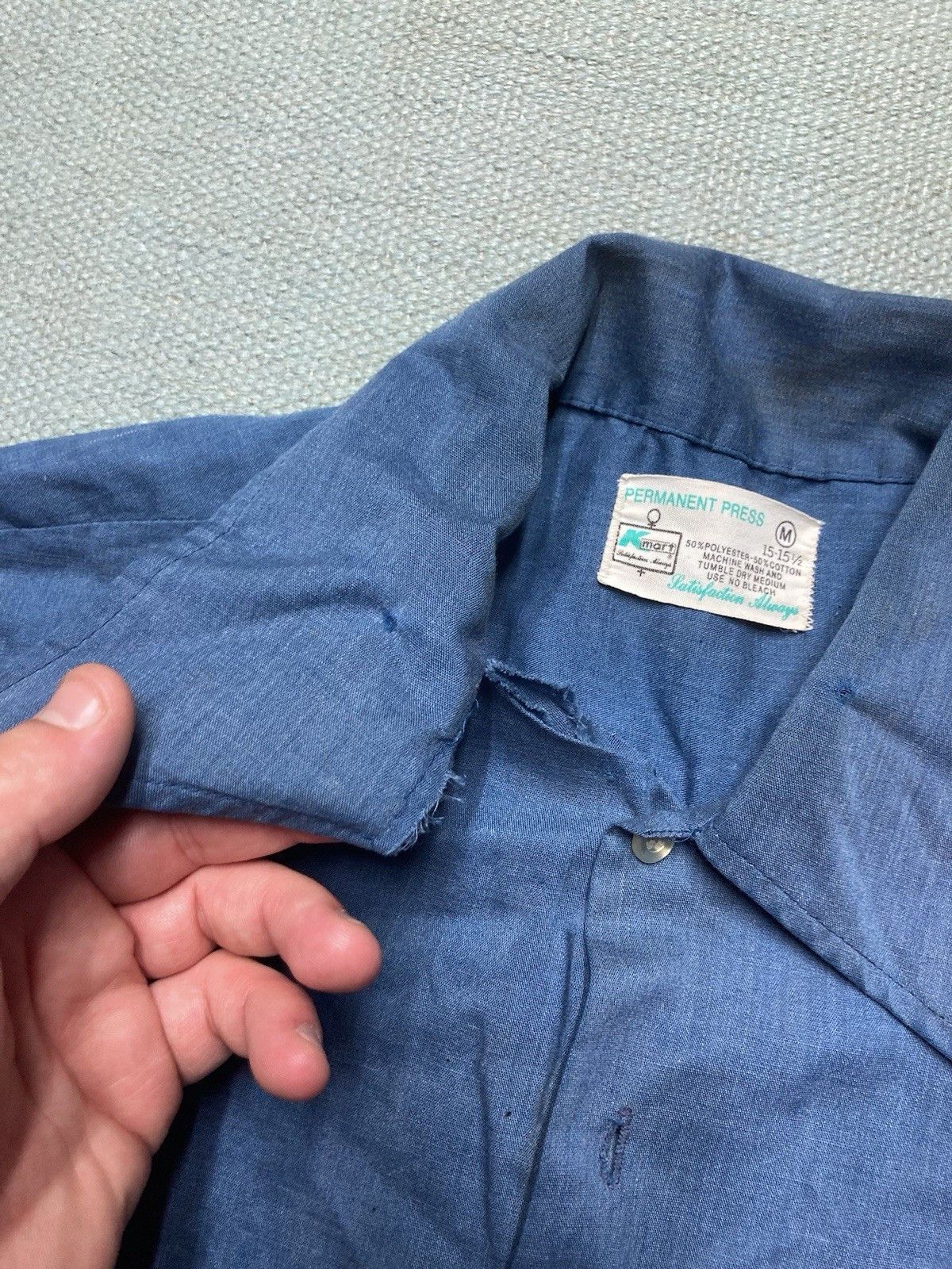 Vintage Vintage 70s button shirt Kmart poly cotton distressed medium Size US L / EU 52-54 / 3 - 9 Thumbnail