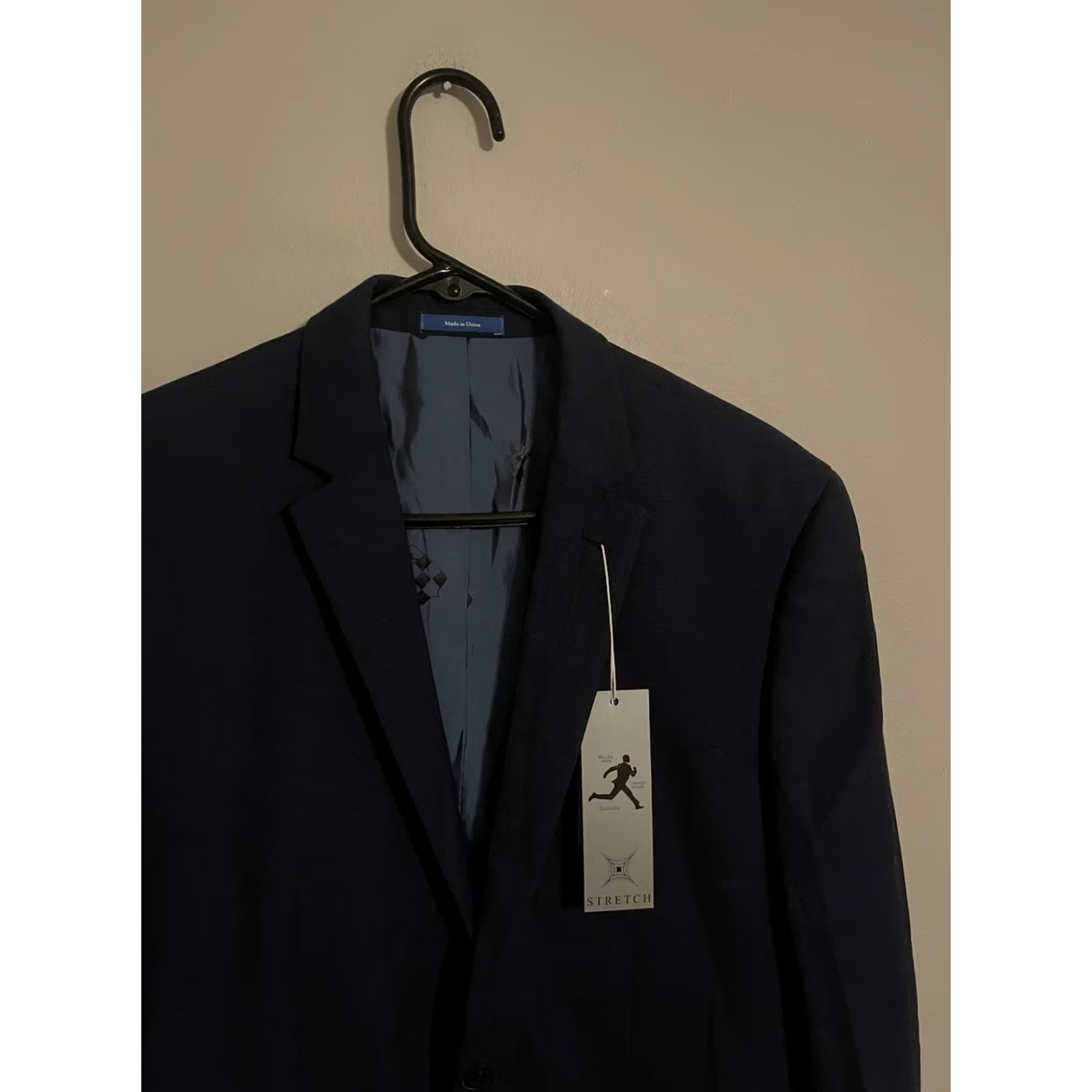 Vince Camuto Vince Camuto Blazer Navy Wool Slim Fit 40R Men Jacket Coat Blazer Wool Blue Windowpane New Size 40R - 2 Thumbnail