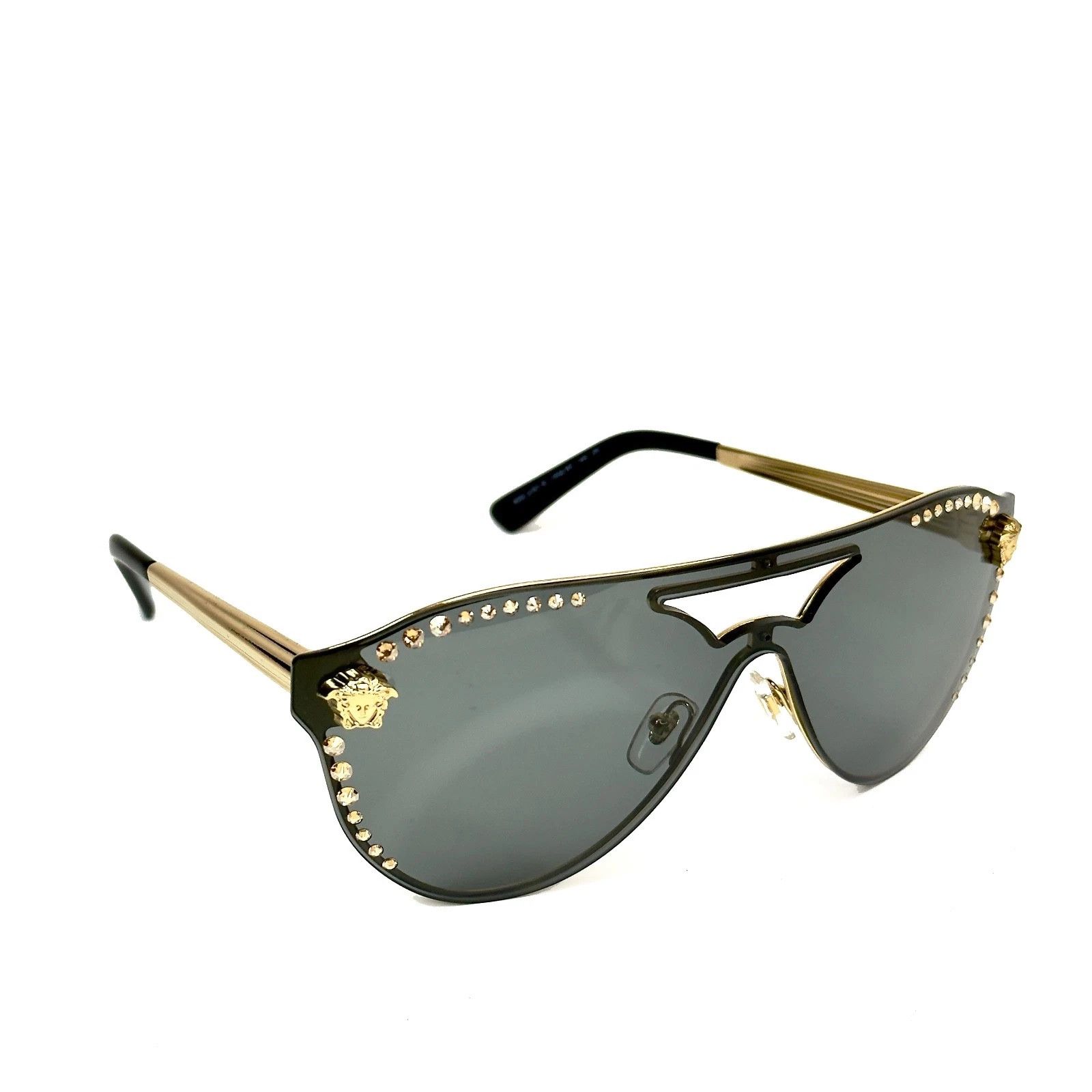 Versace VERSACE VE2161B GLAM Crystal 2161 Black Aviator Sunglasses Size ONE SIZE - 6 Thumbnail