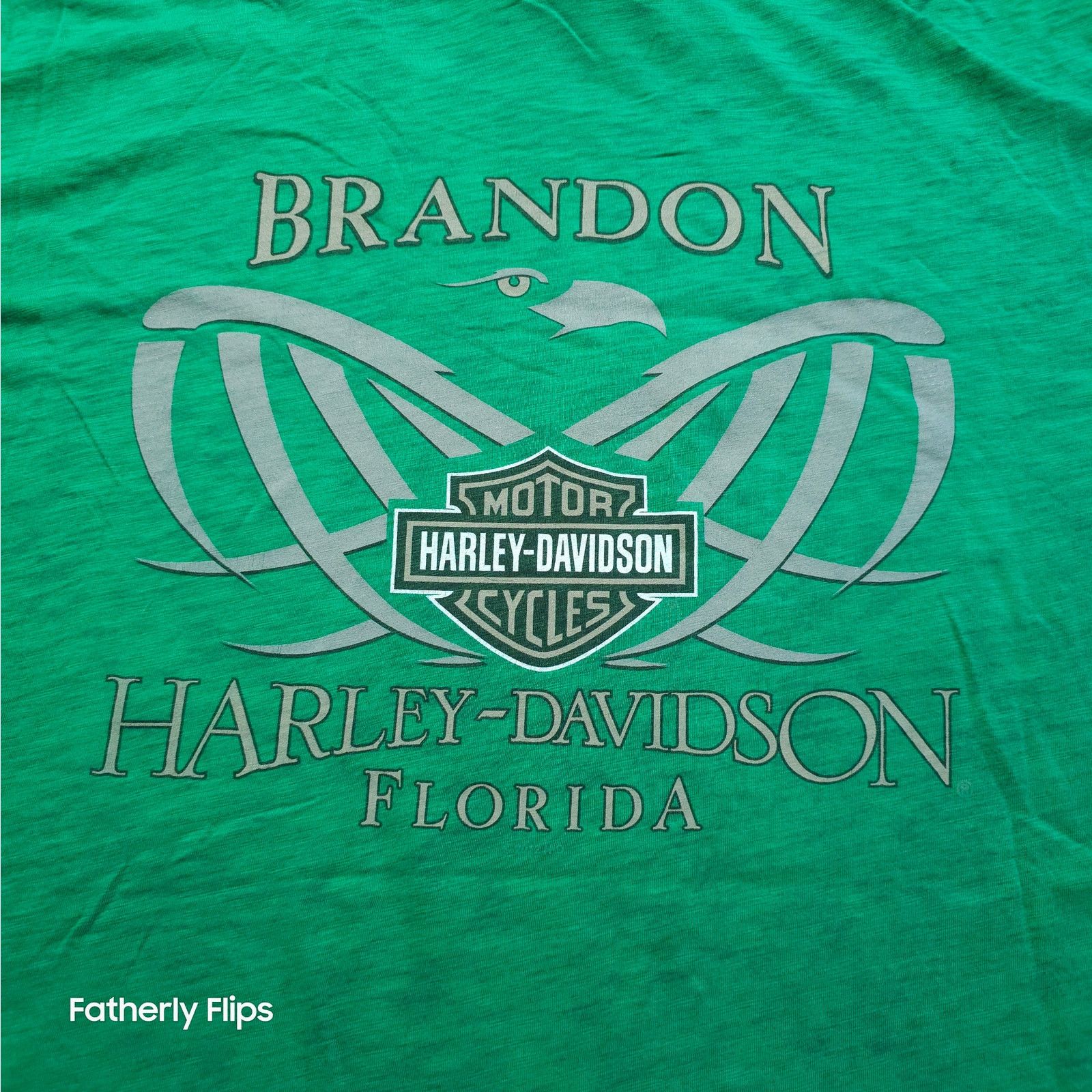 Harley Davidson Harley-Davidson Green Skull Tee 3XL Brandon Florida 2012 Size US XXL / EU 58 / 5 - 9 Thumbnail