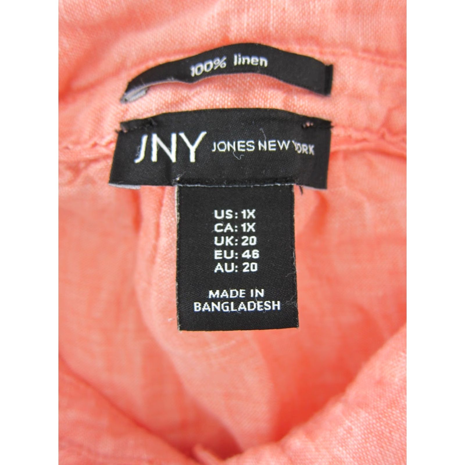Jones New York Jones New York Blouse 1X Pink Linen 3/4 Sleeve Collared Tunic Shirt Womens Size XL / US 12-14 / IT 48-50 - 3 Thumbnail