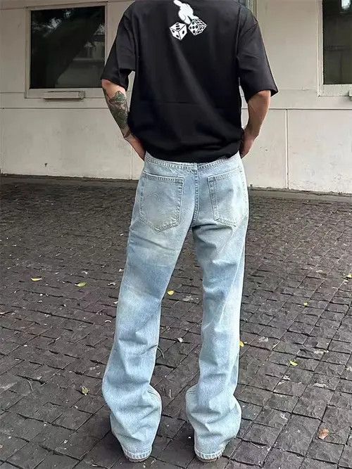 Japanese Brand Vintage street wash micro flare light blue casual jeans Size US 32 / EU 48 - 3 Thumbnail