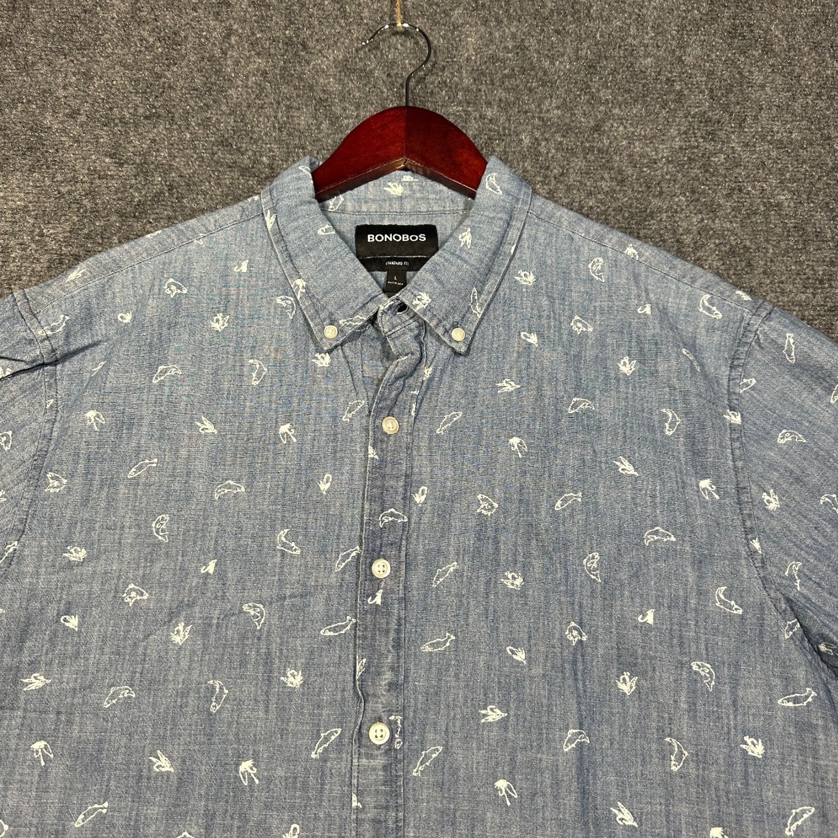 Bonobos Bonobos Shirt Mens L Regular Fit Blue Chambray Button-Down Cotton Size US L / EU 52-54 / 3 - 3 Thumbnail