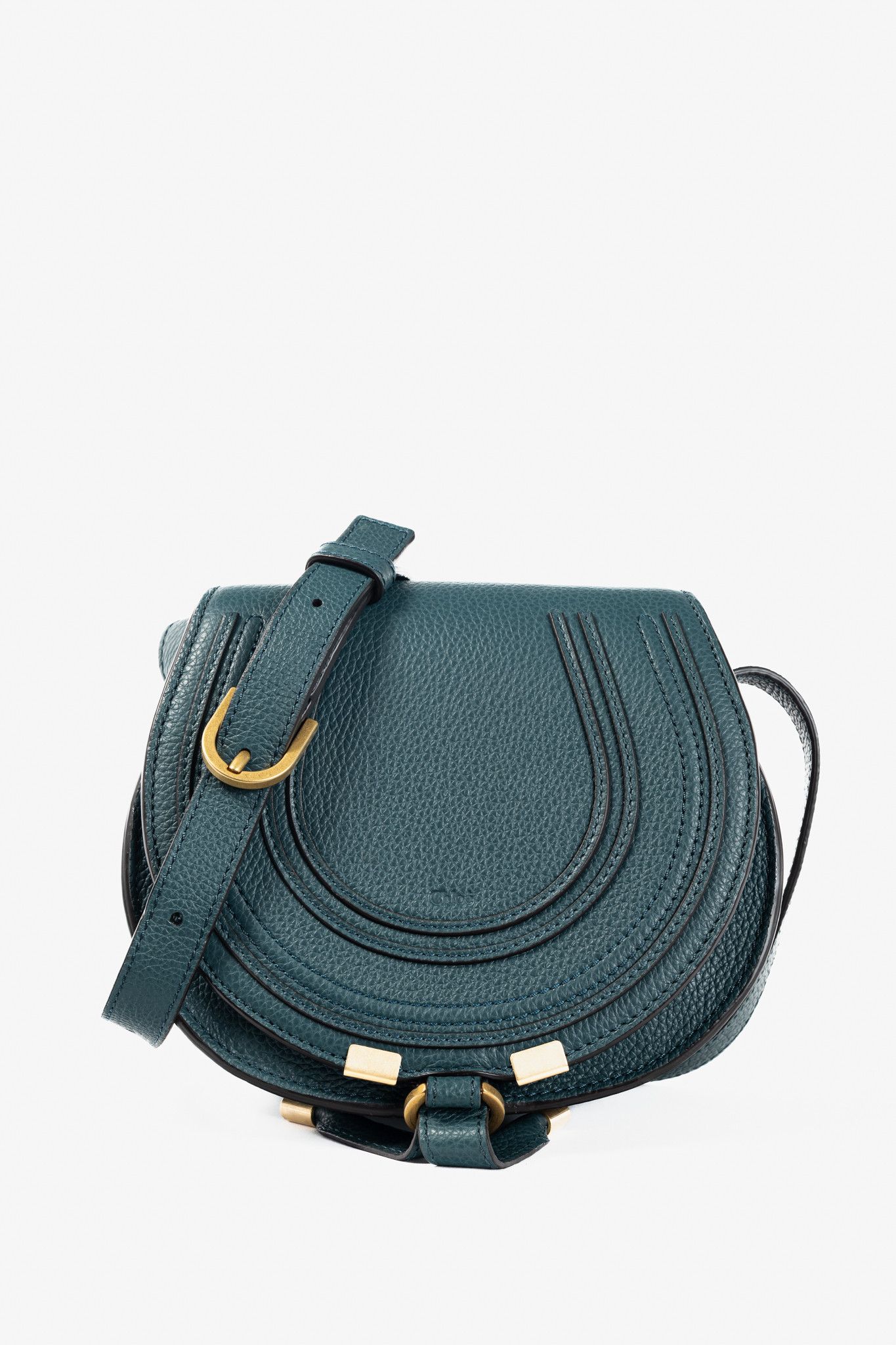 Chloe Chloe Marcie Small Steel Blue Grained Leather Crossbody Size ONE SIZE - 1 Thumbnail