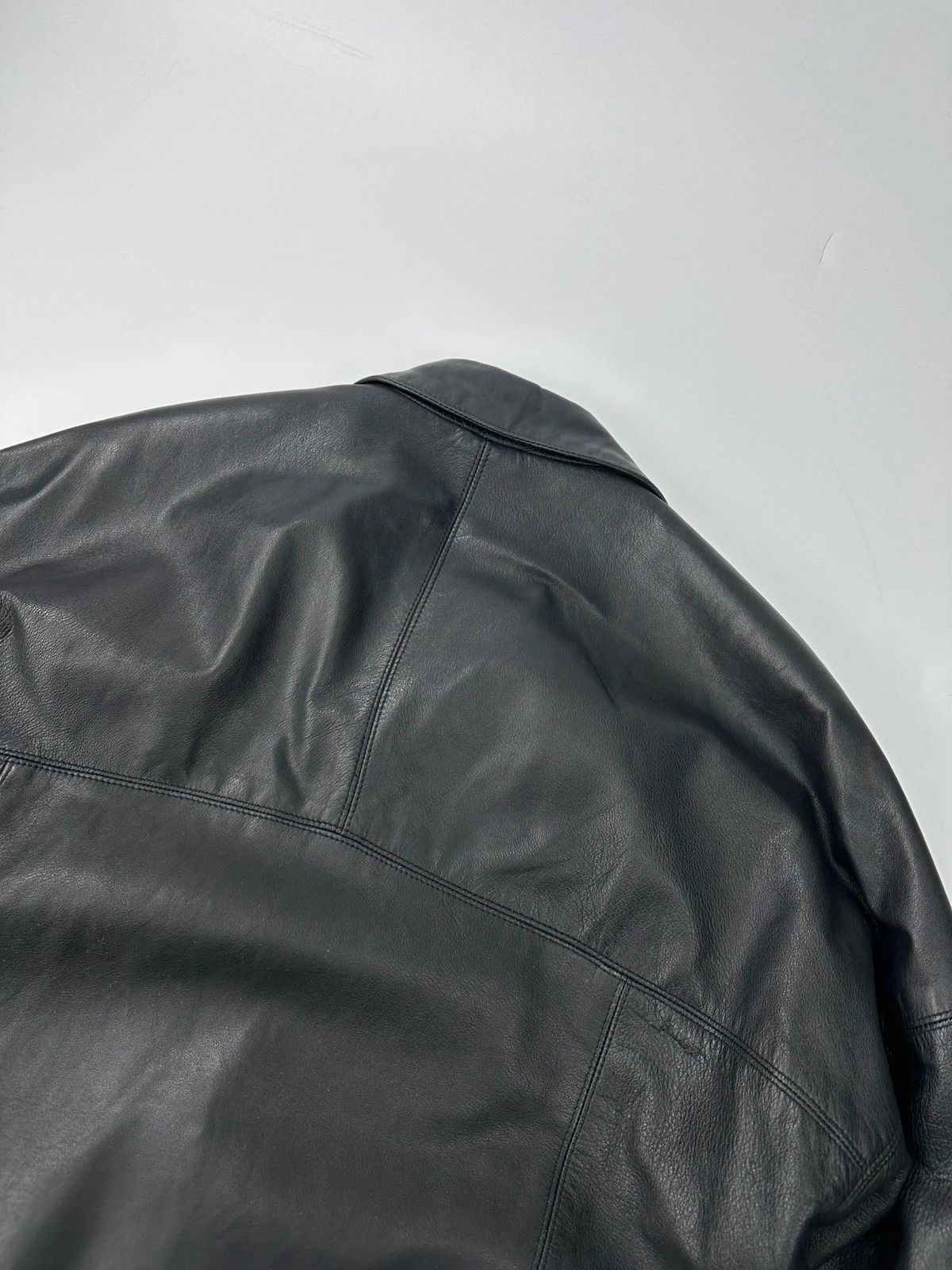 Burberry Burberrys 90s Black Leather Trench Coat Tartan Monogram Size US L / EU 52-54 / 3 - 8 Thumbnail
