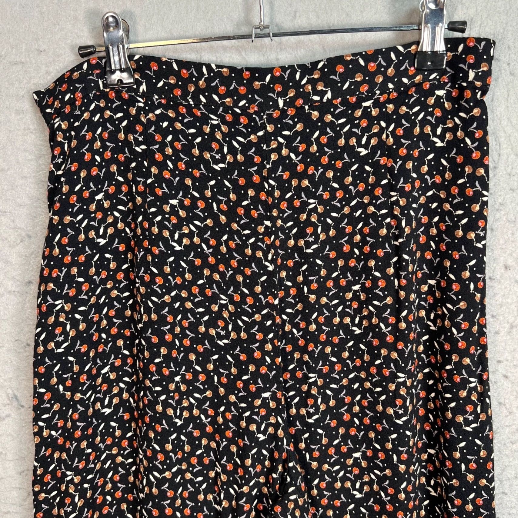 Free People Free People Womens Size 6 Black & Red Cherry Print Wide-Leg Pants Size 28" / US 6 / IT 42 - 4 Thumbnail