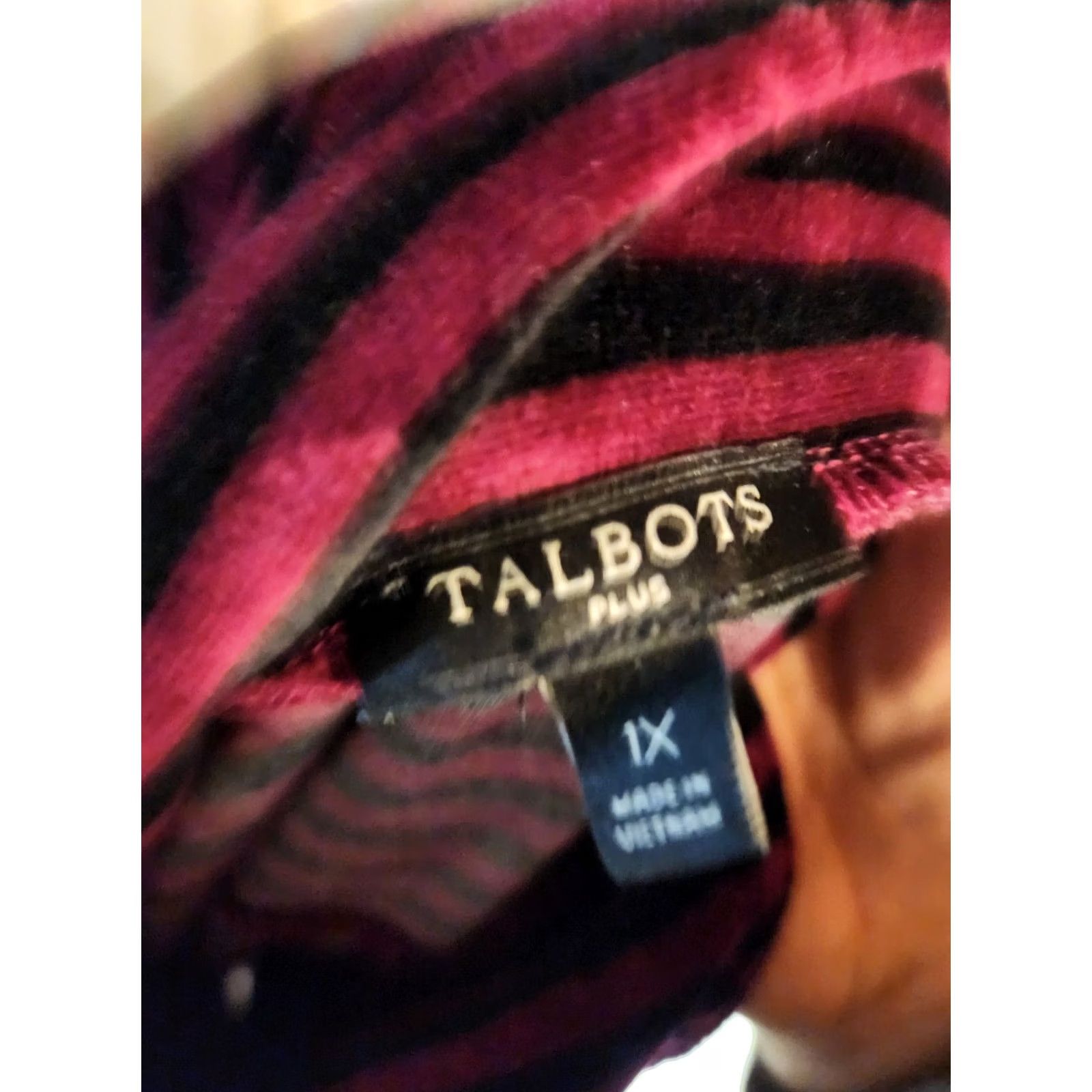Talbots Talbots Plus Womens Sweater XL Purple Velour Pullover Cowl Neck Striped Logo Pullover Casual Womens ß Size XL / US 12-14 / IT 48-50 - 3 Thumbnail