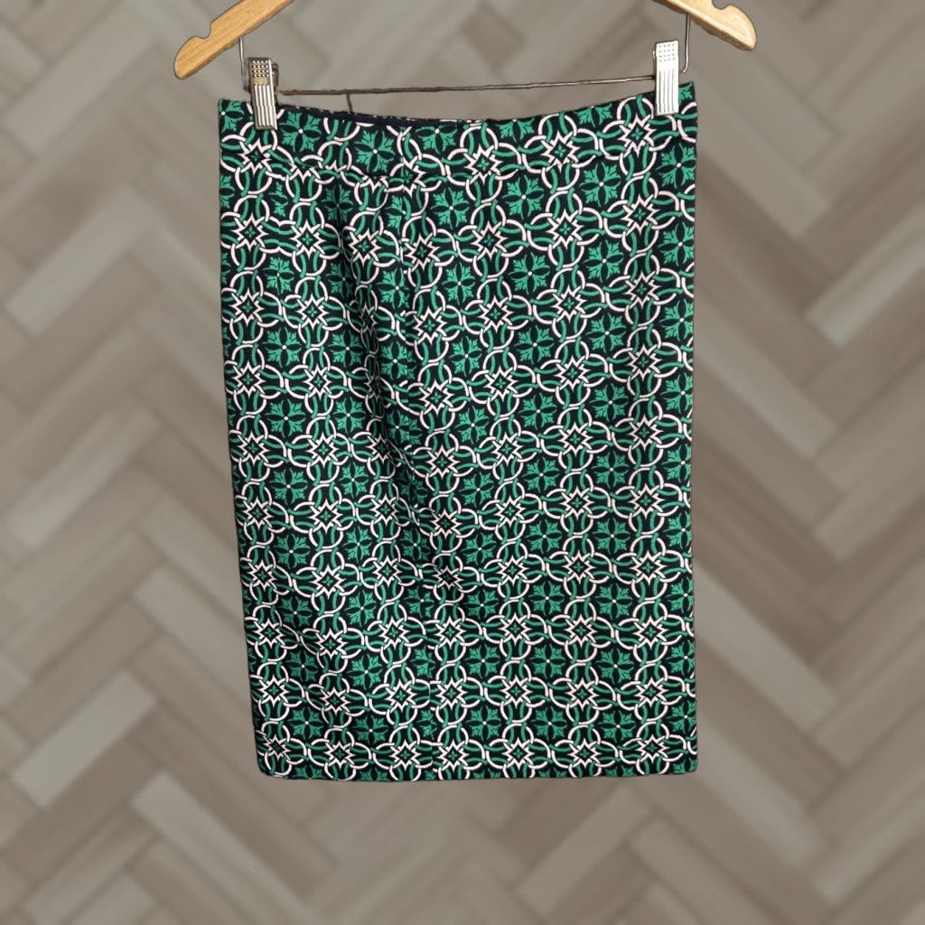 J.Crew J.CREW Zip Pencil Skirt Green Navy Pink Geo Knee Length Slit In Back Size 0 Women's Vintage No- N/A? Size 25" / US 0 / IT 36 - 1 Thumbnail