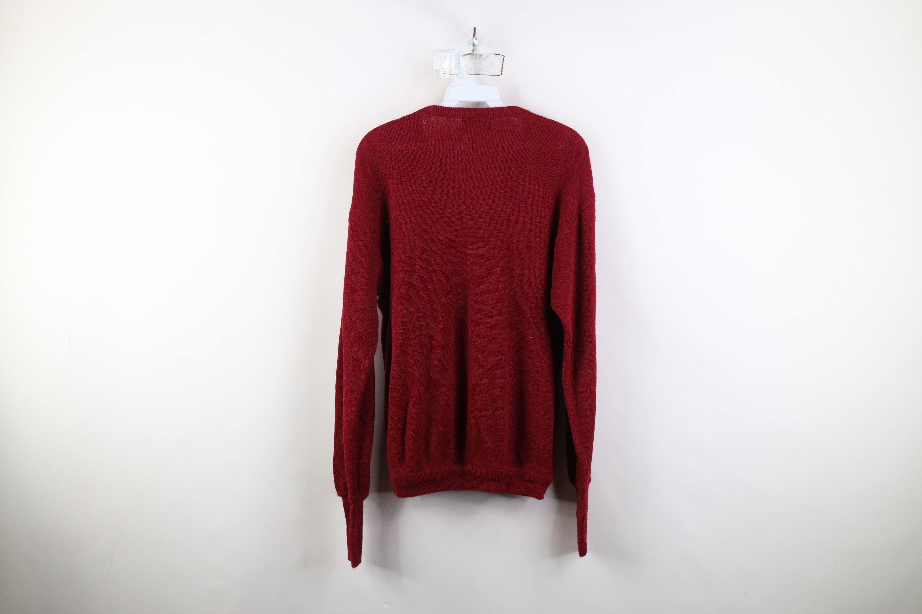 Lacoste Vintage 70s 80s Izod Lacoste Logo V-Neck Sweater Red USA Size US L / EU 52-54 / 3 - 10 Thumbnail