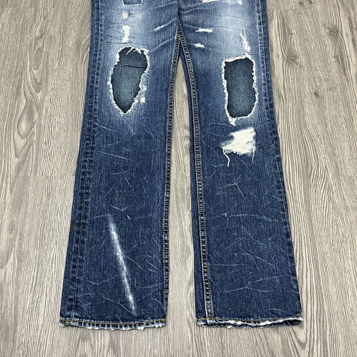 Japanese Brand Antgauge - Double Waist Distressed Patchwork Denim Ifaix Lgb Size US 27 - 8 Thumbnail