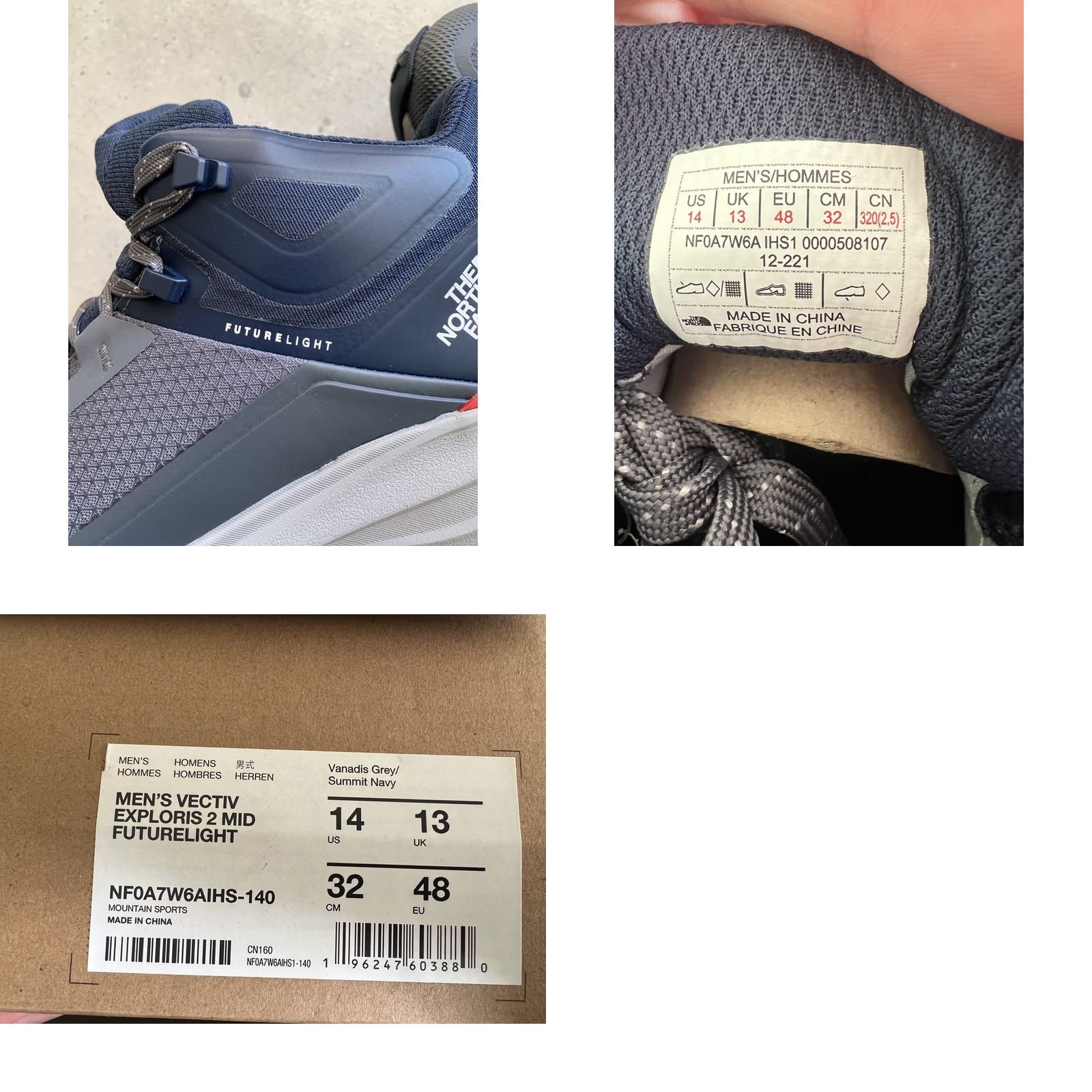 The North Face THE NORTH FACE VECTIV EXPLORIS 2 MID FUTURELIGHT BOOTS Men US14 48 Gray Hiking Waterproof Boot Mens Size US 13 / EU 46 - 8 Thumbnail