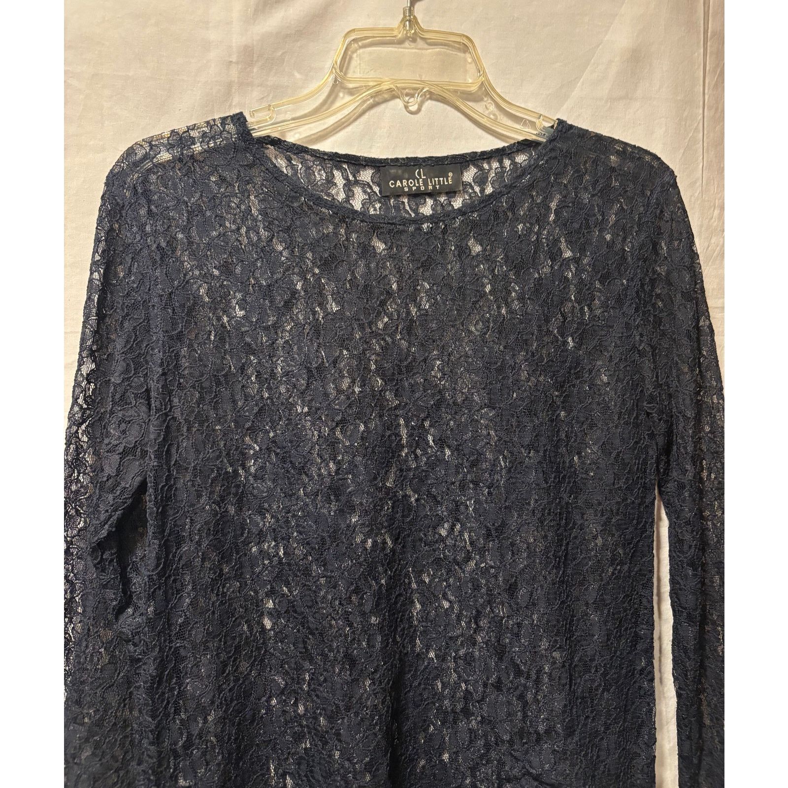 Vintage Carole Little Vintage Navy Blue Long Sleeve Lace Top Stretch Size M / US 6-8 / IT 42-44 - 5 Thumbnail