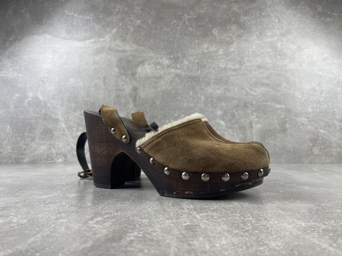 Miu Miu Miu Miu Archive Shearling Wooden Platform Clogs Sandals Size US 9 / IT 39 - 2 Thumbnail