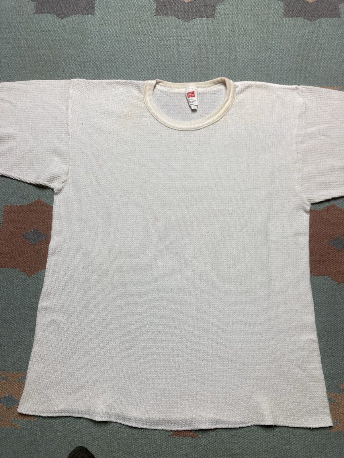 Vintage waffle knit thermal shirt base layer Hanes blank white XL Size US XL / EU 56 / 4 - 2 Thumbnail