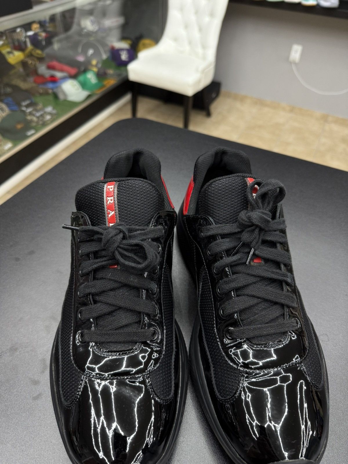Prada Prada Americas Cup Sneaker Black Red Size 11 US 10 Prada Size US 11 / EU 44 - 6 Thumbnail