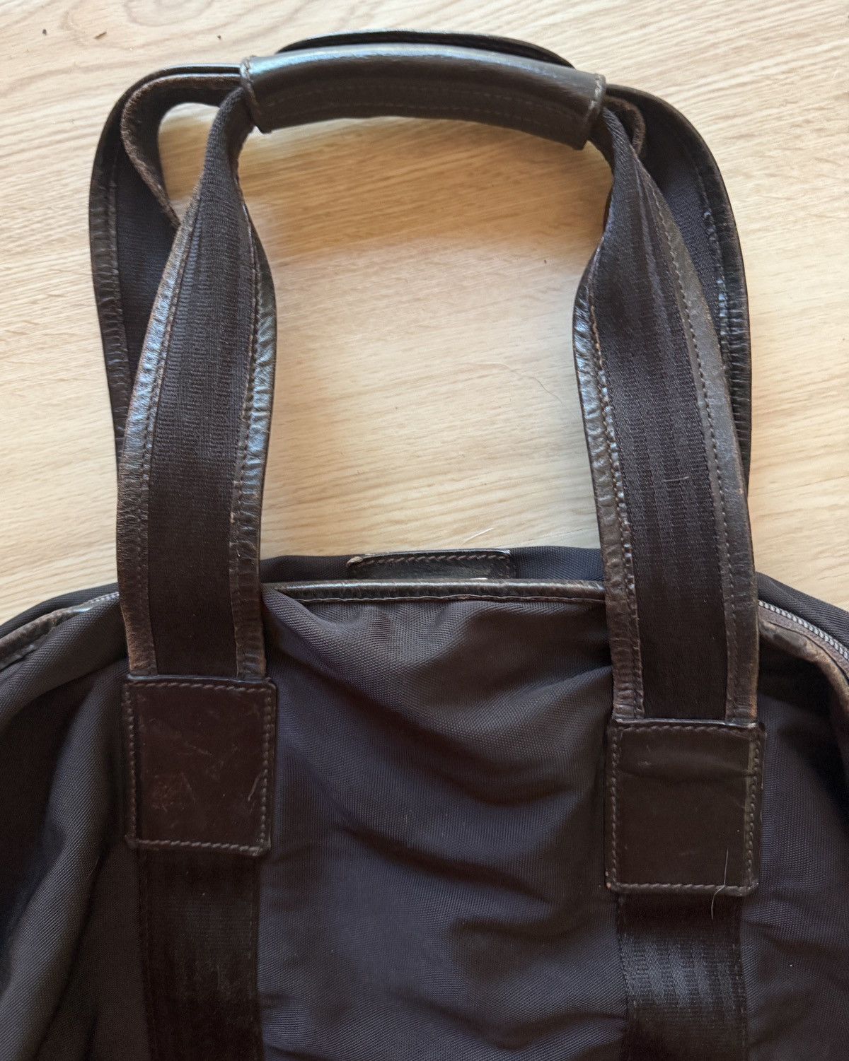 Gucci Gucci Tom Ford Vintage Brown Nylon & Leather Travel Tote Bag Size ONE SIZE - 4 Thumbnail
