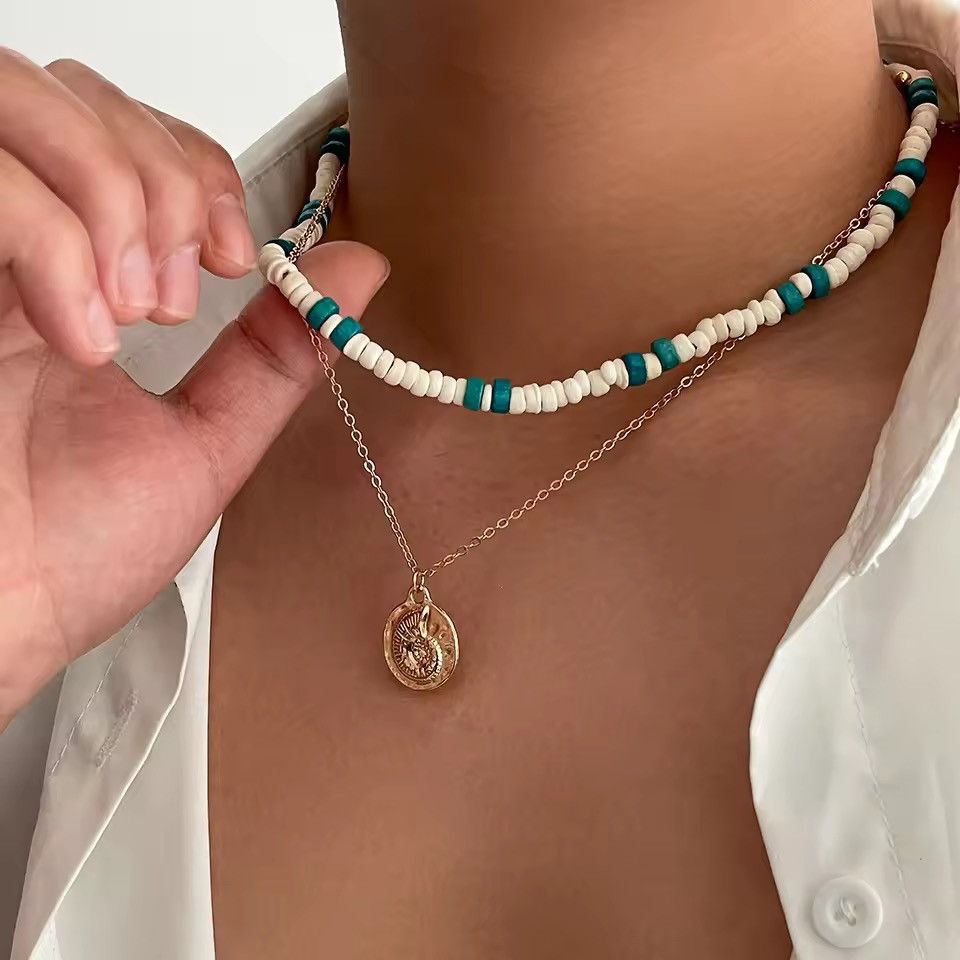 Vintage 2Pcs/Set Boho Wooden Beads Adjustable Chain Size ONE SIZE - 3 Thumbnail