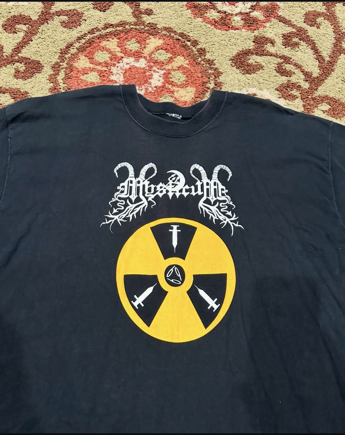 Vintage 1990s Mysticum Grunge Punk Band Music Drug Needles Satin Size US XL / EU 56 / 4 - 1 Thumbnail