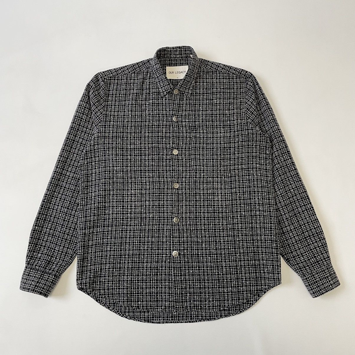 Our Legacy Dark Blue ‘Grid Check Boucle’ Shirt Size US S / EU 44-46 / 1 - 15 Thumbnail