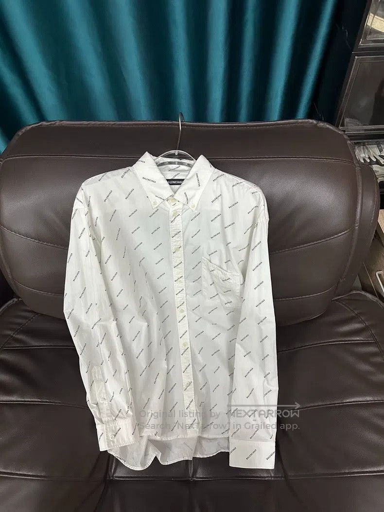 Balenciaga Balenciaga size 37 Printed Logo Shirt, White Size US XS / EU 42 / 0 - 3 Thumbnail