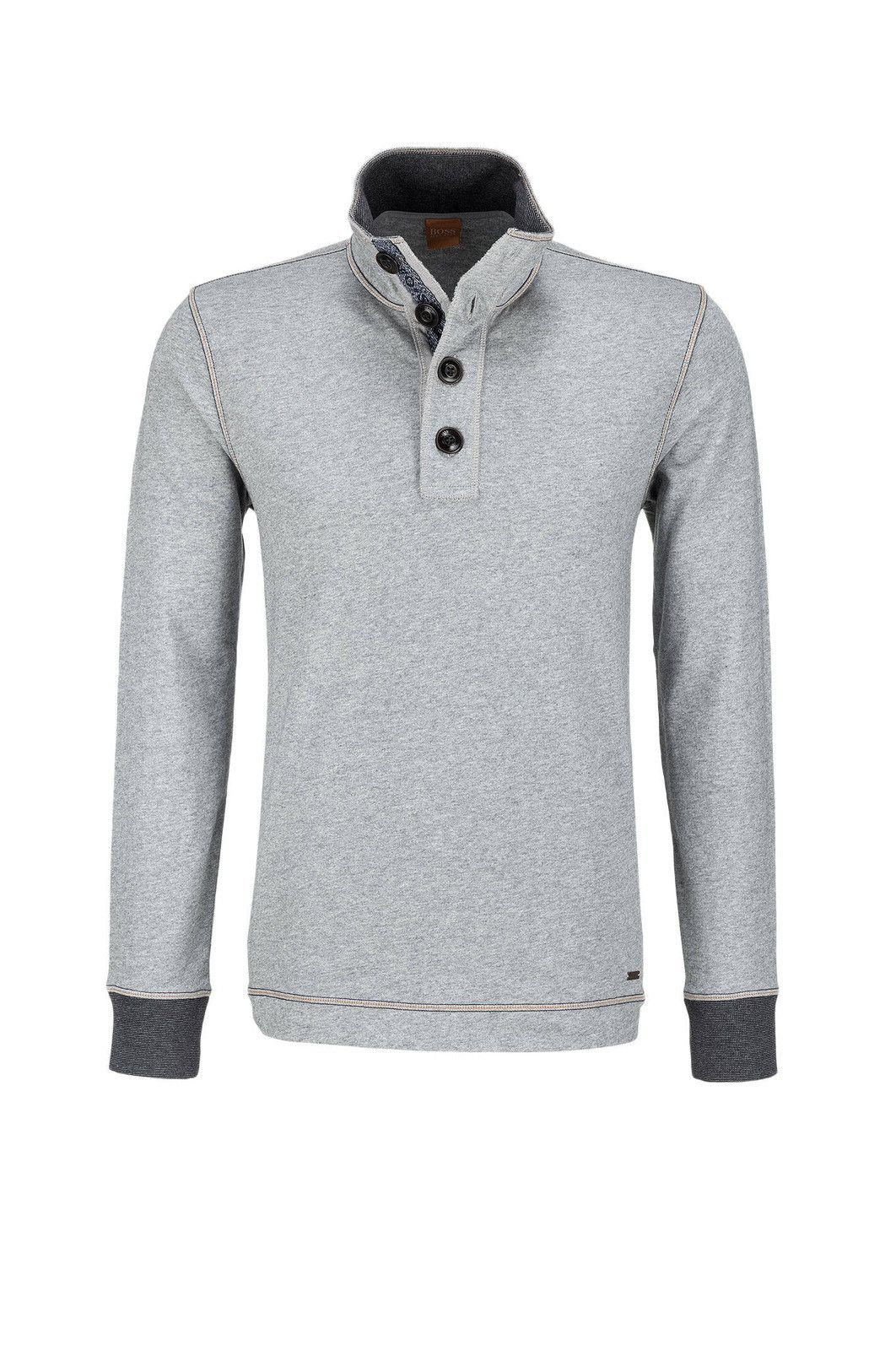 Hugo Boss Hugo Boss Orange Mens Grey Long Sleeve Henley Polo Shirt Size US M / EU 48-50 / 2 - 1 Thumbnail