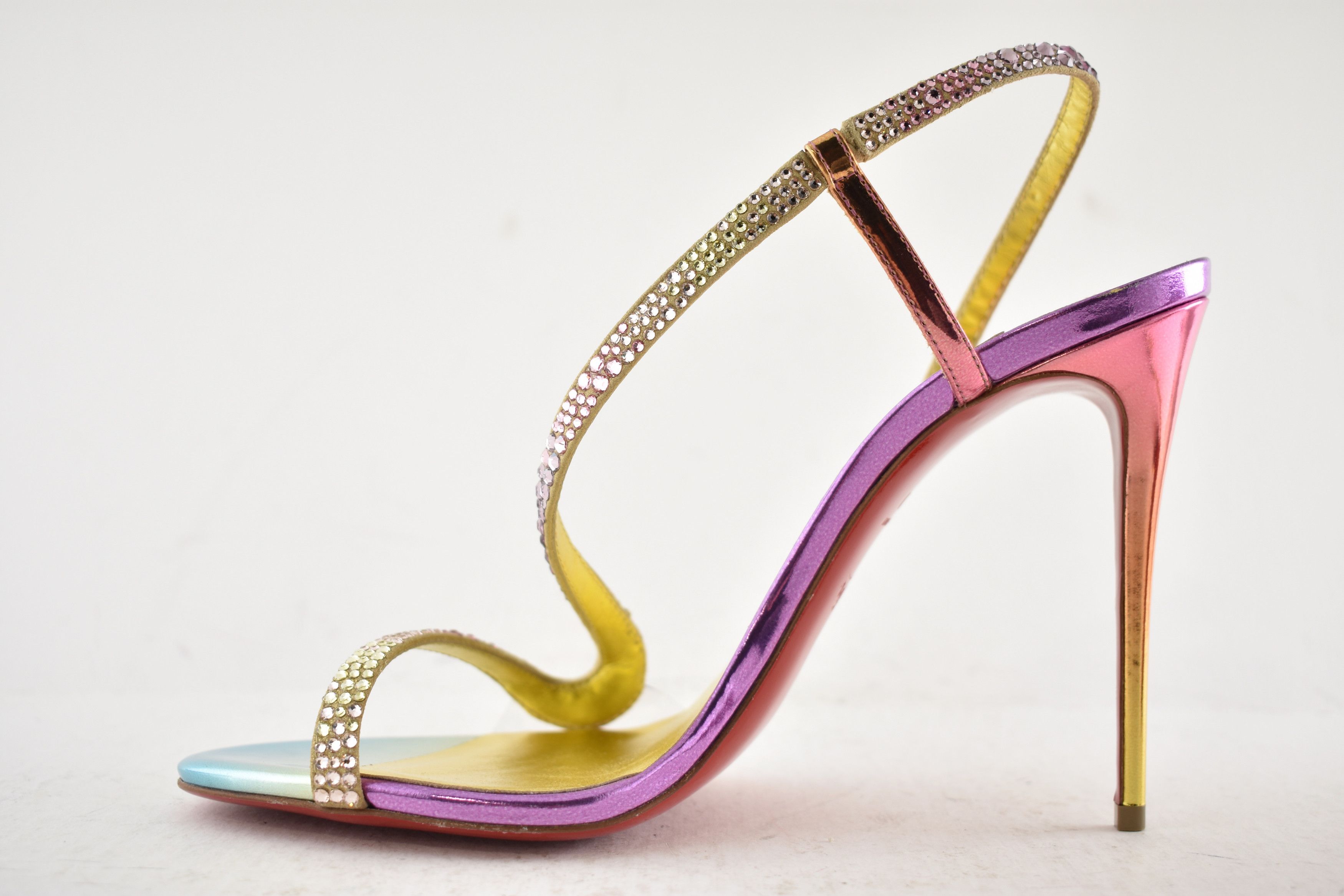 Christian Louboutin Rosalie Strass Boreal 100 Ankle Strap Sandal Heel Pump 40 Size US 10 / IT 40 - 14 Thumbnail