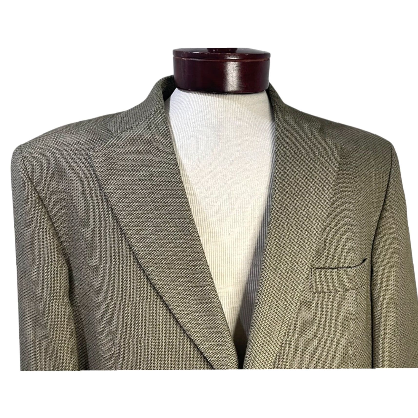 Haggar VINTAGE Haggar 2 Button Mens Sport Coat Blazer Olive Wool Blend Coat 46R Regular Men Girls? Size 46R - 4 Thumbnail