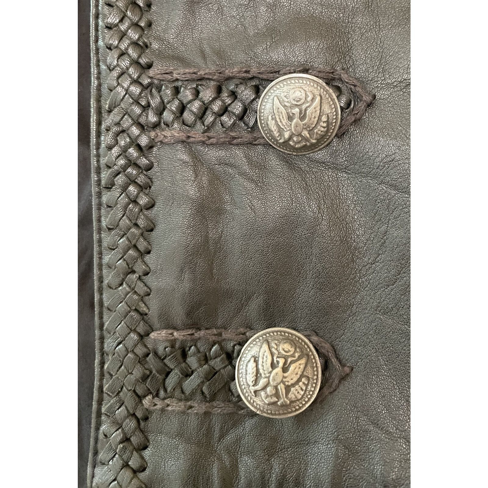 Double D Ranch Double D Ranch Black Leather Military Jacket L Pockets Size L / US 10 / IT 46 - 9 Thumbnail