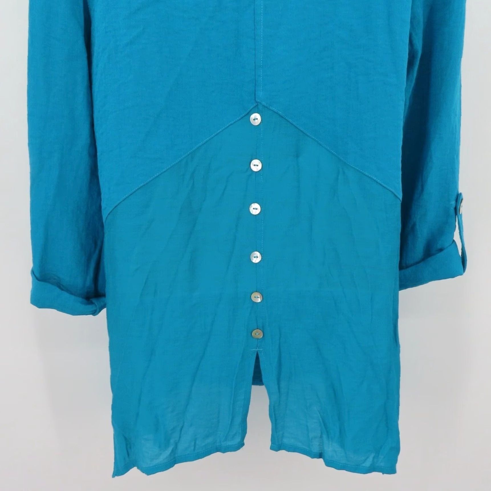 Vintage JOHN MARK Womens Small Blue Collared Lagenlook Flowy Button Front Shirt Blouse Size S / US 4 / IT 40 - 6 Thumbnail