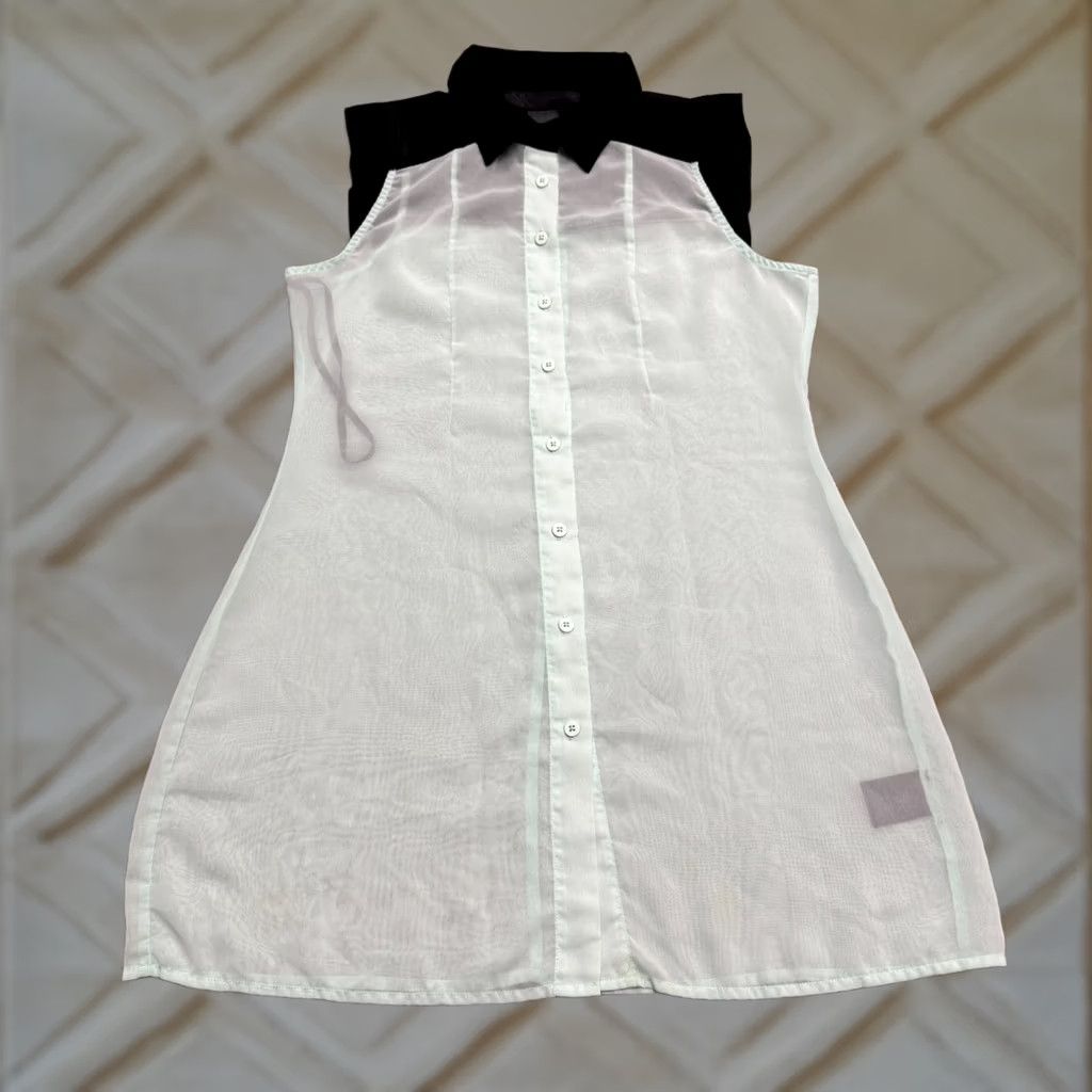 Vintage Kardashian Kollection Shirt Dress Womens Medium Sheer Mint Black Size M / US 6-8 / IT 42-44 - 1 Thumbnail