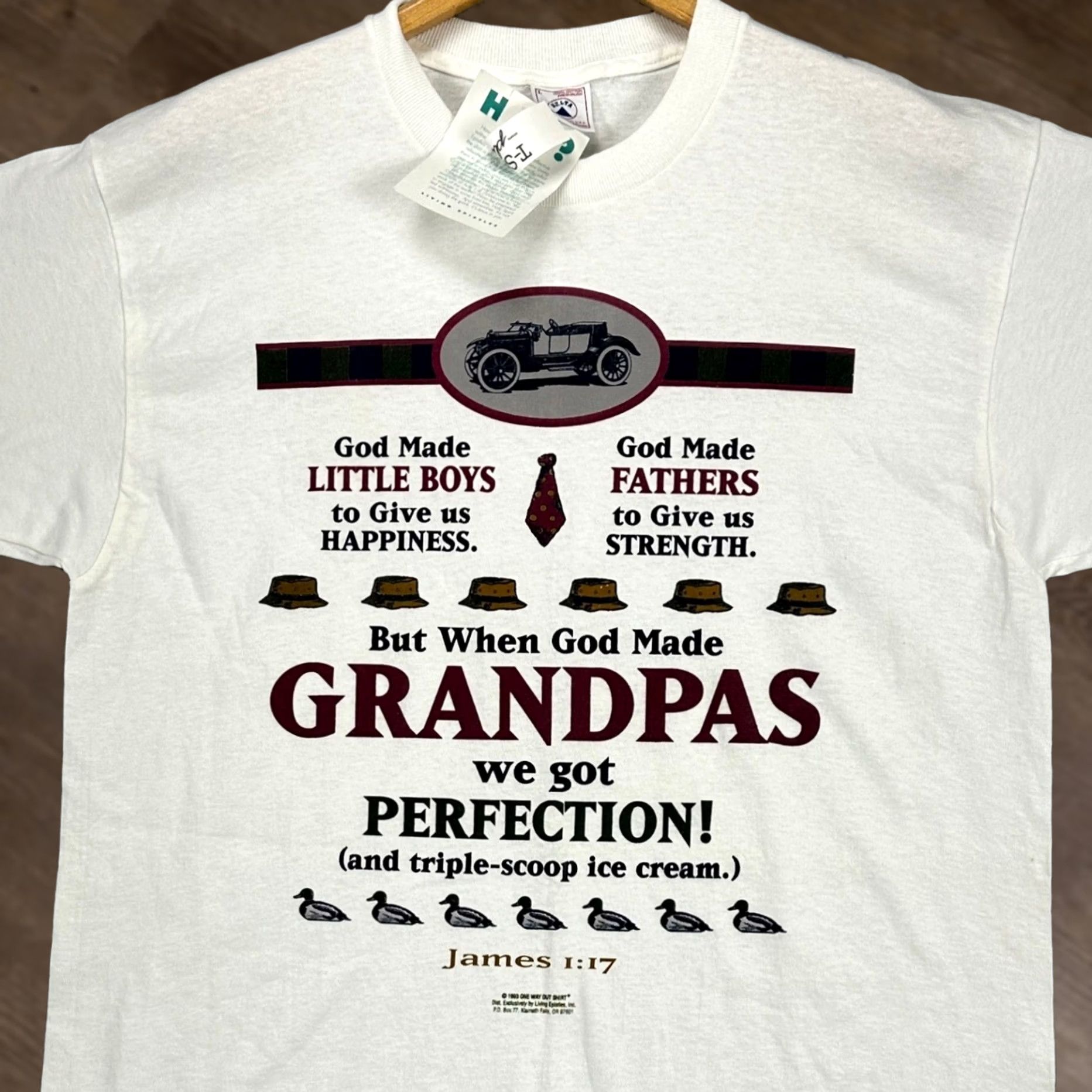 Delta VINTAGE Delta Shirt Men Large White Short Sleeve Crew Neck T-Shirt USA Made NEW Grandpas God Made Men Shirt Size US L / EU 52-54 / 3 - 1 Thumbnail
