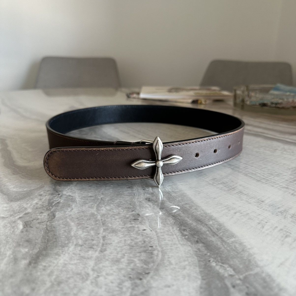 SMFK SMFK Compass Totem Handcrafted Patina Leather Belt Size ONE SIZE - 1 Thumbnail
