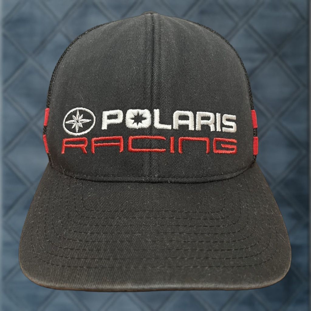 Vintage VINTAGE Yupoong Polaris Racing Hat Cap Snap Back Adjustable Black Striped 90s Punk Retro Rock Mens Adult One Size Fits Most Cap/Hat Size ONE SIZE - 1 Thumbnail
