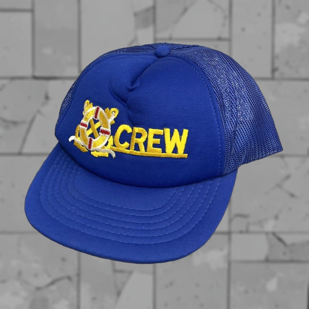 Vintage VTG Snap-Back Crew Sailing Trucker Hat Men One Size Blue Crew Sailor Hat Size ONE SIZE - 1 Thumbnail