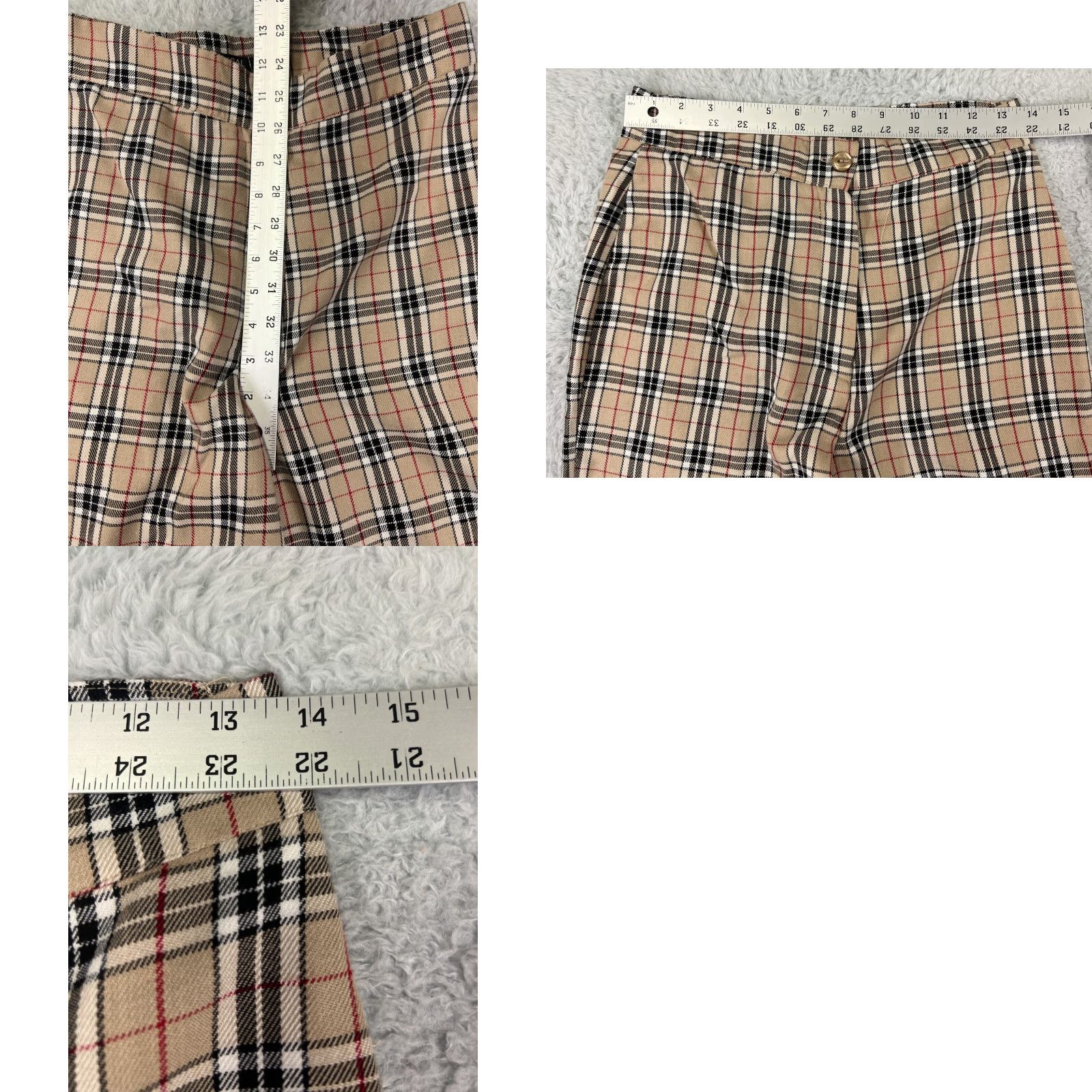 Nasty Gal Nasty Gal Pants Womens 6 Beige Plaid Polyester Blend Zip Fly Casual Wear Size 28" / US 6 / IT 42 - 9 Thumbnail
