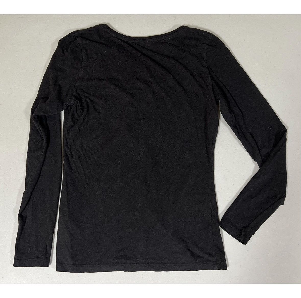 Vintage Black Solid Scoop-Neck Long Sleeve Tee T-Shirt Top Size M 🦓 Size M / US 6-8 / IT 42-44 - 4 Thumbnail