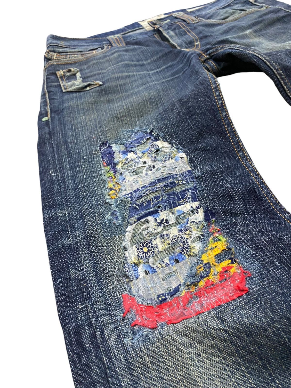 GOSTAR DE FUGA Flare Traveniti Japan Uruboro Distress Stich Denim Patchwork Size US 32 / EU 48 - 8 Thumbnail