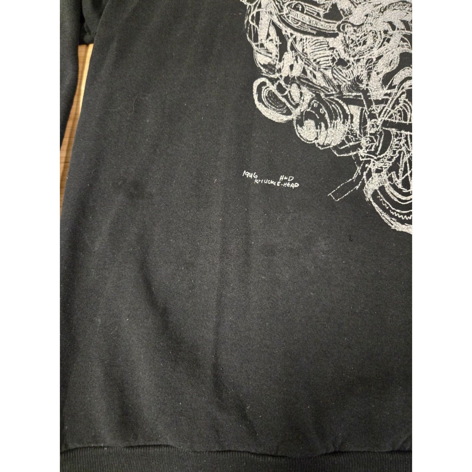 Jerzees VINTAGE Jerzees Sweatshirt Mens XL Black Harley-Davidson 1946 Knucklehead Graphic Print 80s Crew Neck Pullover Fleece Size US XL / EU 56 / 4 - 4 Thumbnail
