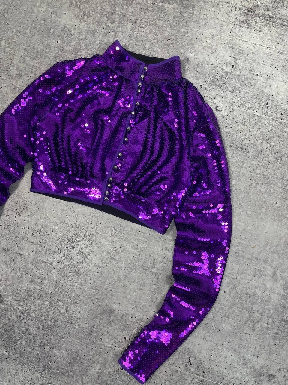 H&M × Paco Rabanne Paco Rabanne H&M Purple Sequined Cropped Top Y2K Size S / US 4 / IT 40 - 5 Thumbnail