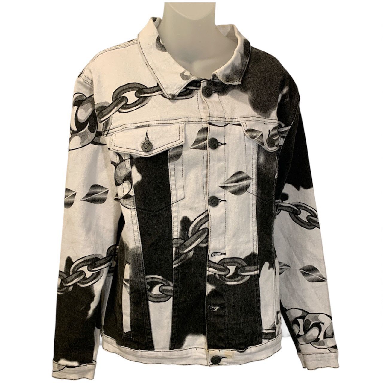 Other White and Black Denim Jacket (item#10050) Size US L / EU 52-54 / 3 - 2 Thumbnail