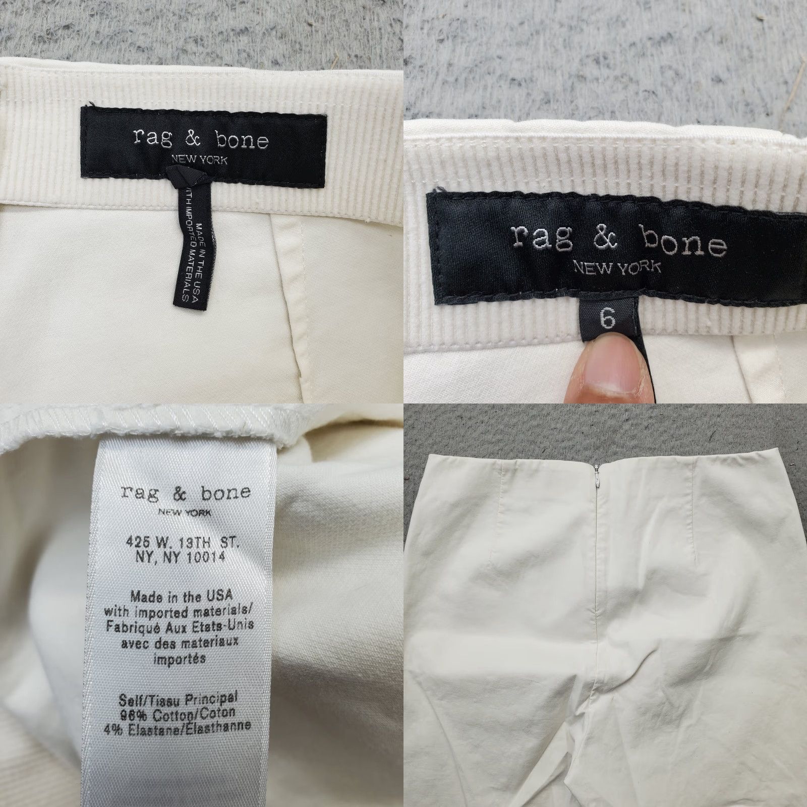 Rag & Bone Rag & Bone White Stretch Ankle Pants Womens Size 6 Flat Front Straight Back Zip 26 Inseam Size 28" / US 6 / IT 42 - 8 Thumbnail