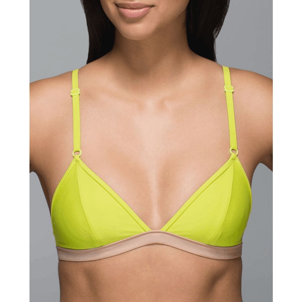 Lululemon Women's Size 8 Lemon Lime Naked Surf to Sand Triangle Bikini Top