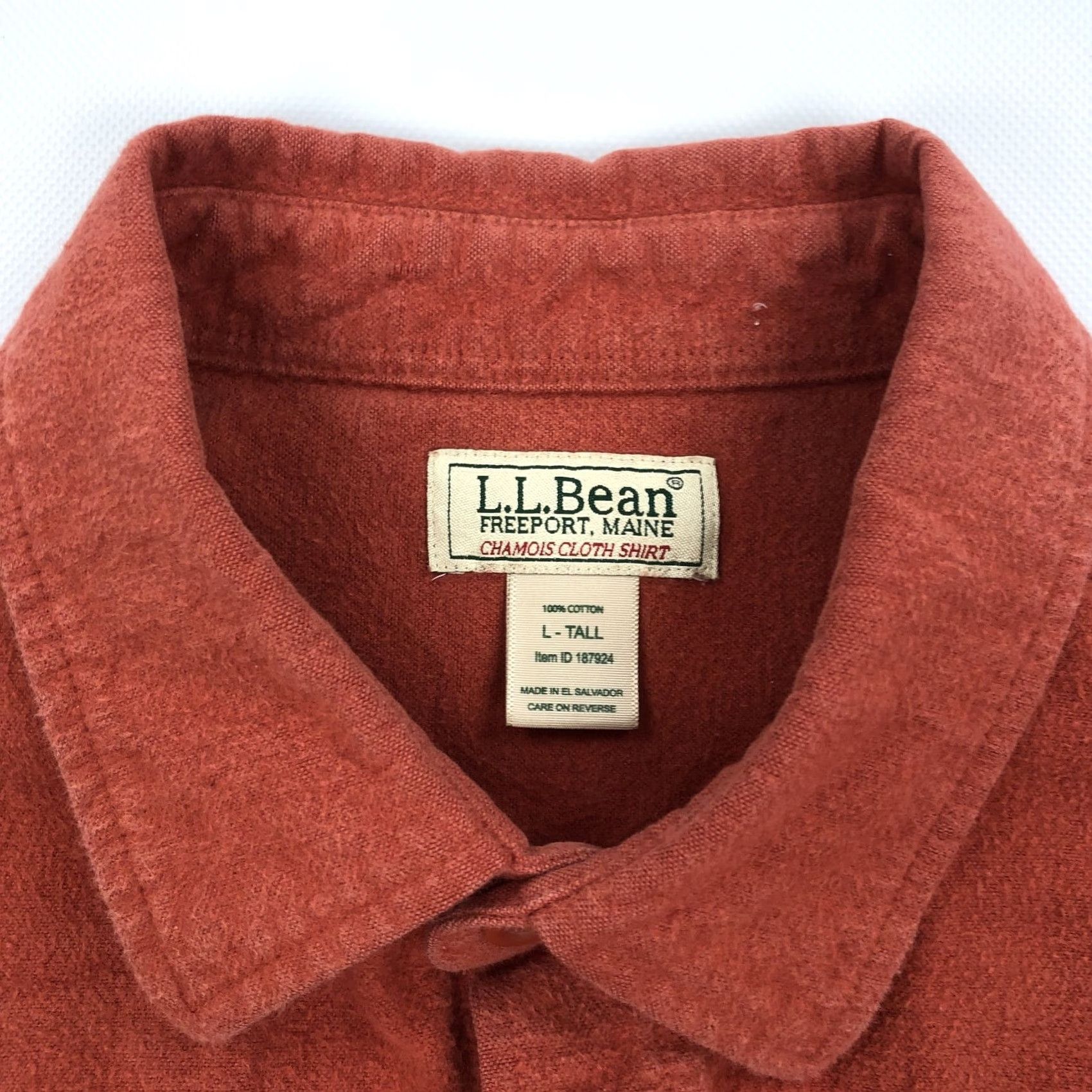 Vintage VINTAGE L.L.Bean Shirt Chamois Cloth Button-Down Long Sleeve Orange Mens Large Tall Shirt Size US L / EU 52-54 / 3 - 2 Thumbnail