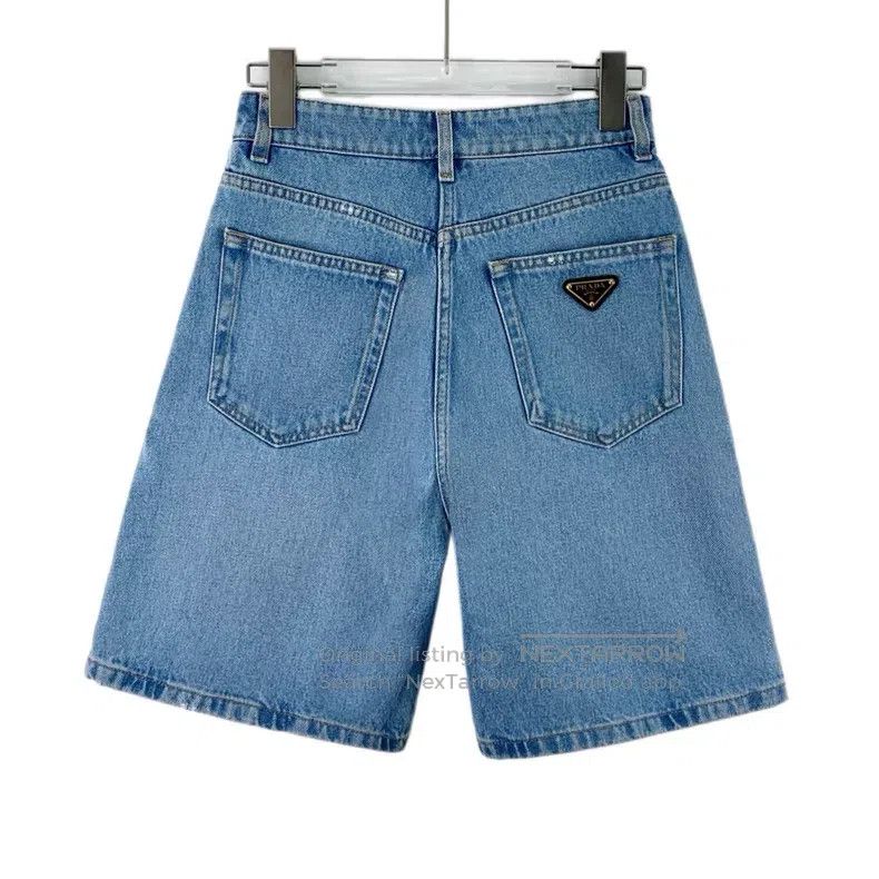 Prada Prada Blue washed triangle cotton casual denim shorts Size 25" / US 0 / IT 36 - 2 Thumbnail