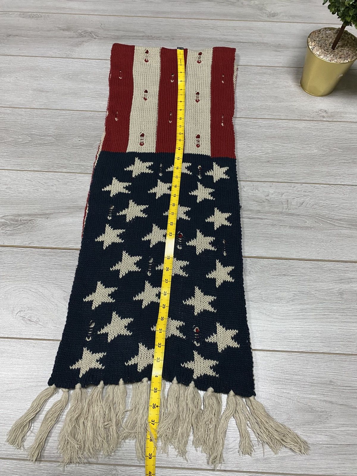 Vintage USA 🇺🇸 Flag heavy big knitted scarf Size ONE SIZE - 6 Thumbnail