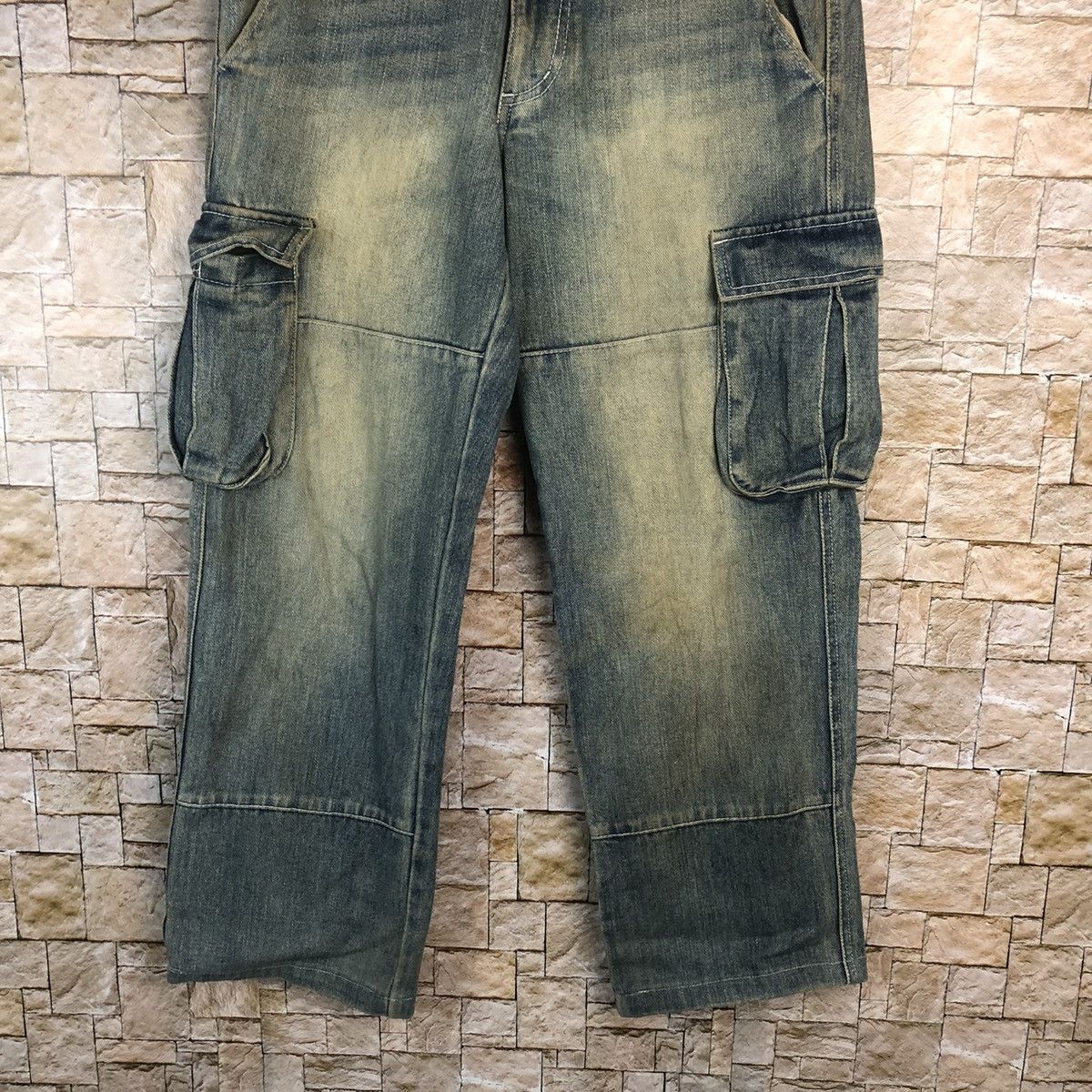 Japanese Brand Japan double knee vtg Denim faded Multipocket Pants #A73 Size US 31 - 3 Thumbnail