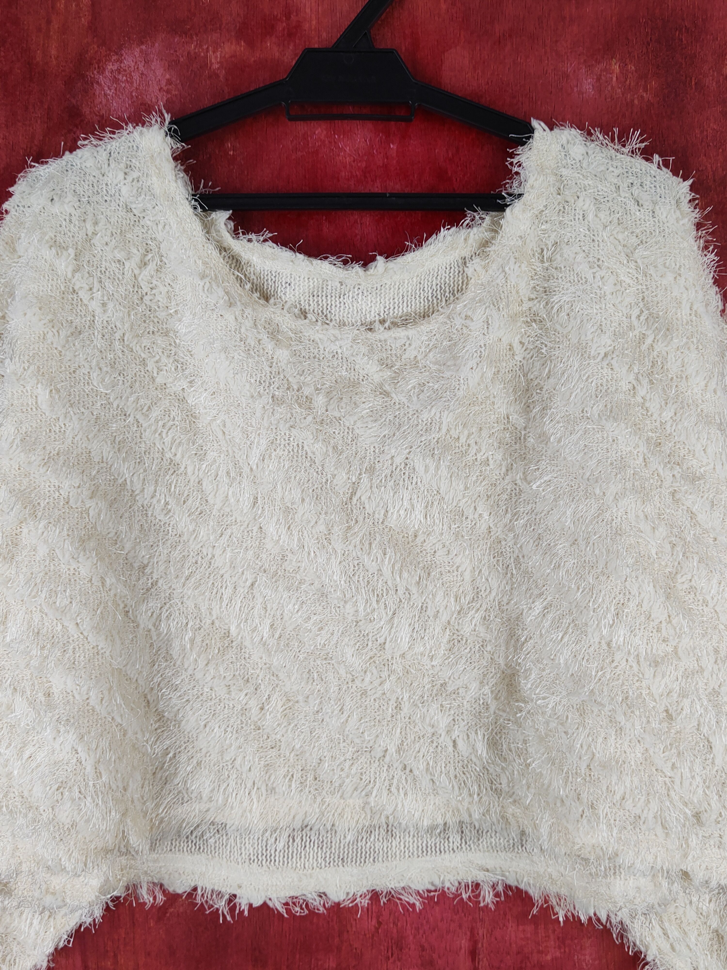 Homespun Knitwear Anzu Cream Shag Shaggy Fur Mohair Knitwear #S1887 Size M / US 6-8 / IT 42-44 - 2 Thumbnail