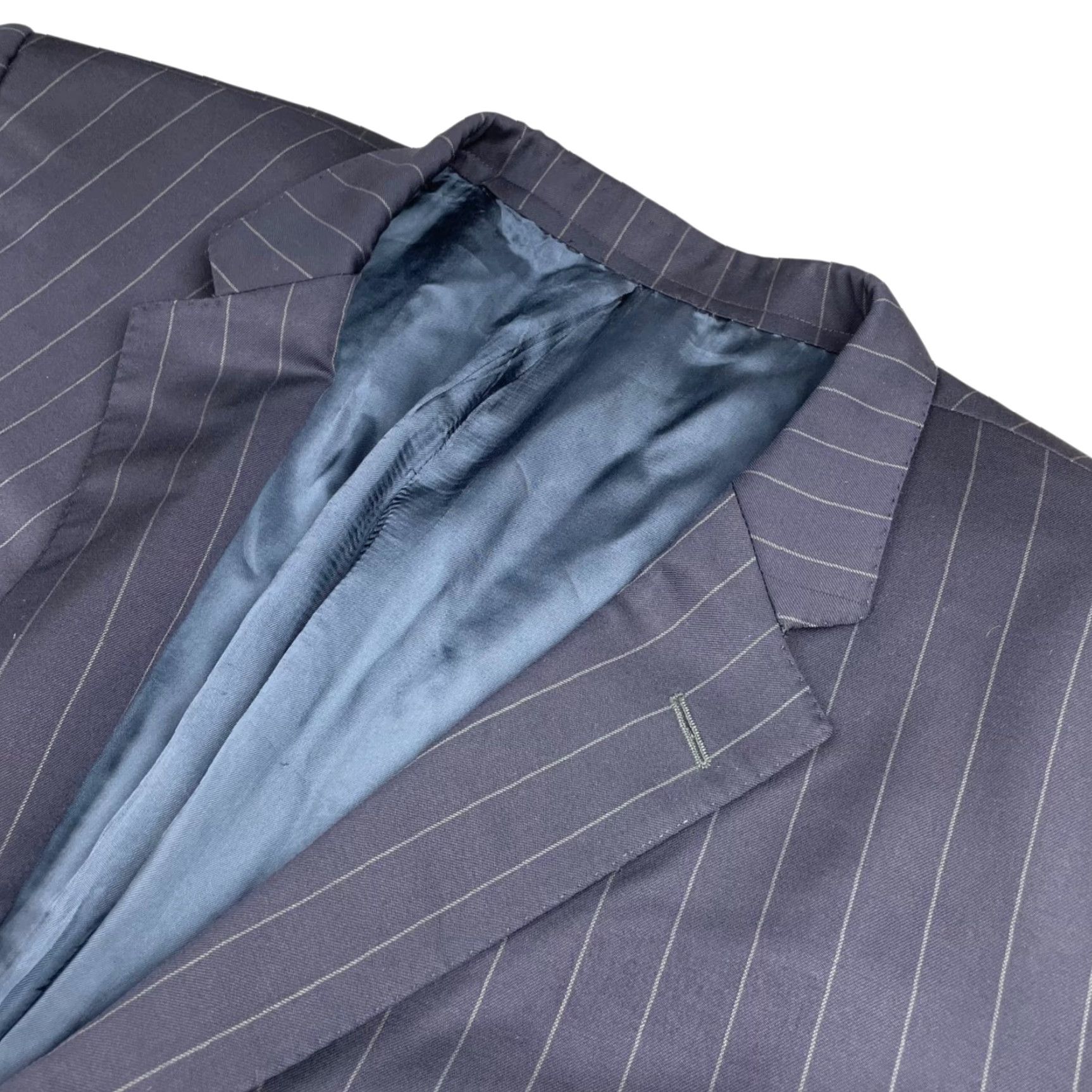 Vintage VINTAGE Samuelsohn x Loro Piana Blazer Navy Stripe 54R US Wool 2-Button Notch Mens Size 54R - 2 Thumbnail